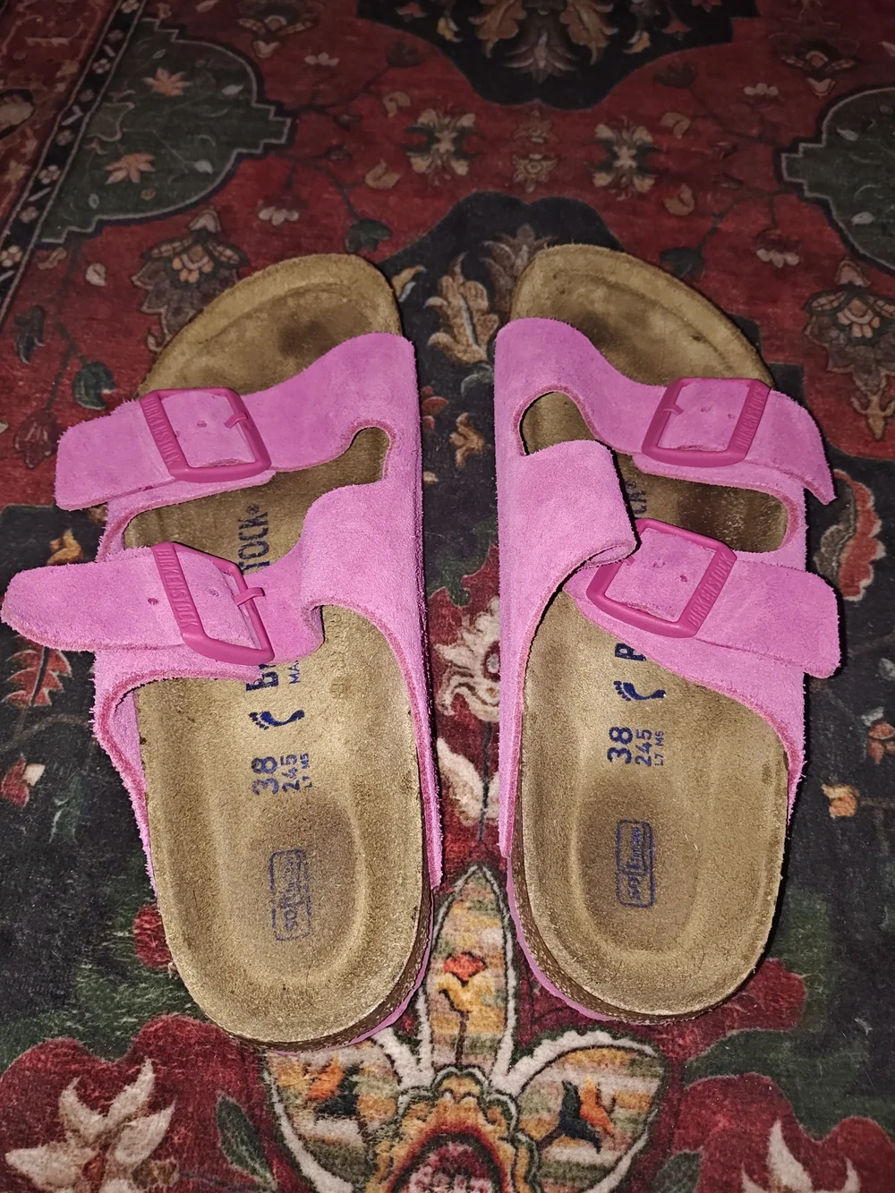 Birkenstock Pink Suede Double-Buckle Women’s Sandals 7.5